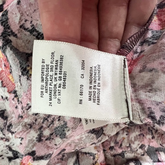 Anthropologie Maeve Hana Pink Floral Cold Shoulder Blouse Women's Size Small S - Picture 9 of 11